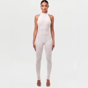 Naked Wardrobe Burnout Print Halter Jumpsuit